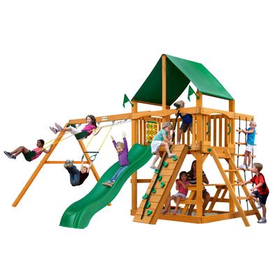 Gorilla Playsets Chateau Outdoor Wooden Swing Set with Sandbox