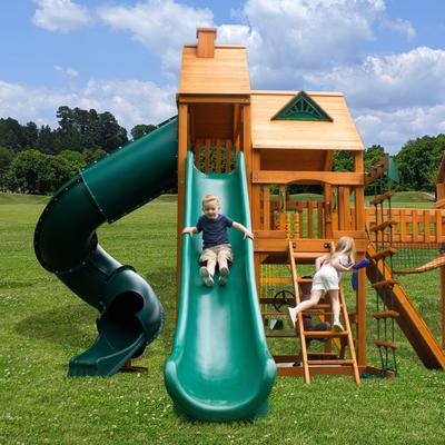 Gorilla Playsets Treasure Trove II Wood Swing Set with 3 Slides