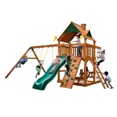 Gorilla Playsets Chateau Outdoor Wooden Swing Set with Sandbox