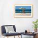 East Urban Home Elephant & Dog Sit under an Umbrella in the Sea Beach by Mike Kiev - Painting Print Paper/Metal in Blue | Wayfair
