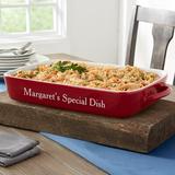 Personalization Mall 4 Qt. Stoneware Rectangular Personalized Classic Casserole Baking Dish Stoneware, in Red | 2.75 H x 10 W x 17 D in | Wayfair
