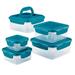 Rachael Ray Leak-Proof Nestable Square 5 Container Food Storage Set Plastic in Blue | 4.61 H x 8.46 W x 8.46 D in | Wayfair HPL980HS5T