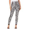 Plus Size Women's Foil-Print Legging by Roaman's in Silver Swirl Paisley (Size 18/20)