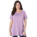 Plus Size Women's Swing Ultimate Tee with Keyhole Back by Roaman's in Pale Lavender (Size 4X) Short Sleeve T-Shirt