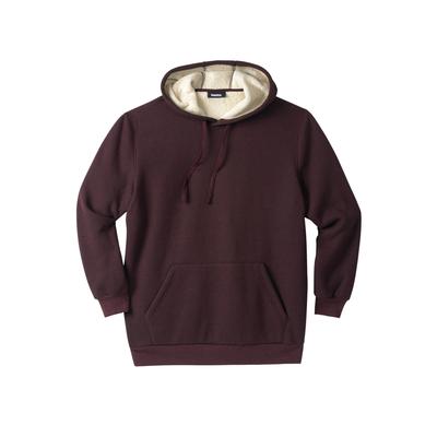 Men's Big & Tall Sherpa-Lined Thermal Waffle Pullover Hoodie by KingSize in Heather Bordeaux (Size 4XL)