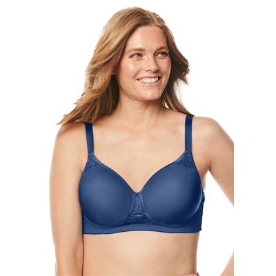 Plus Size Women's Stay-Cool Wireless Wicking T-Shirt Bra by Comfort Choice in Evening Blue (Size 54 DDD)