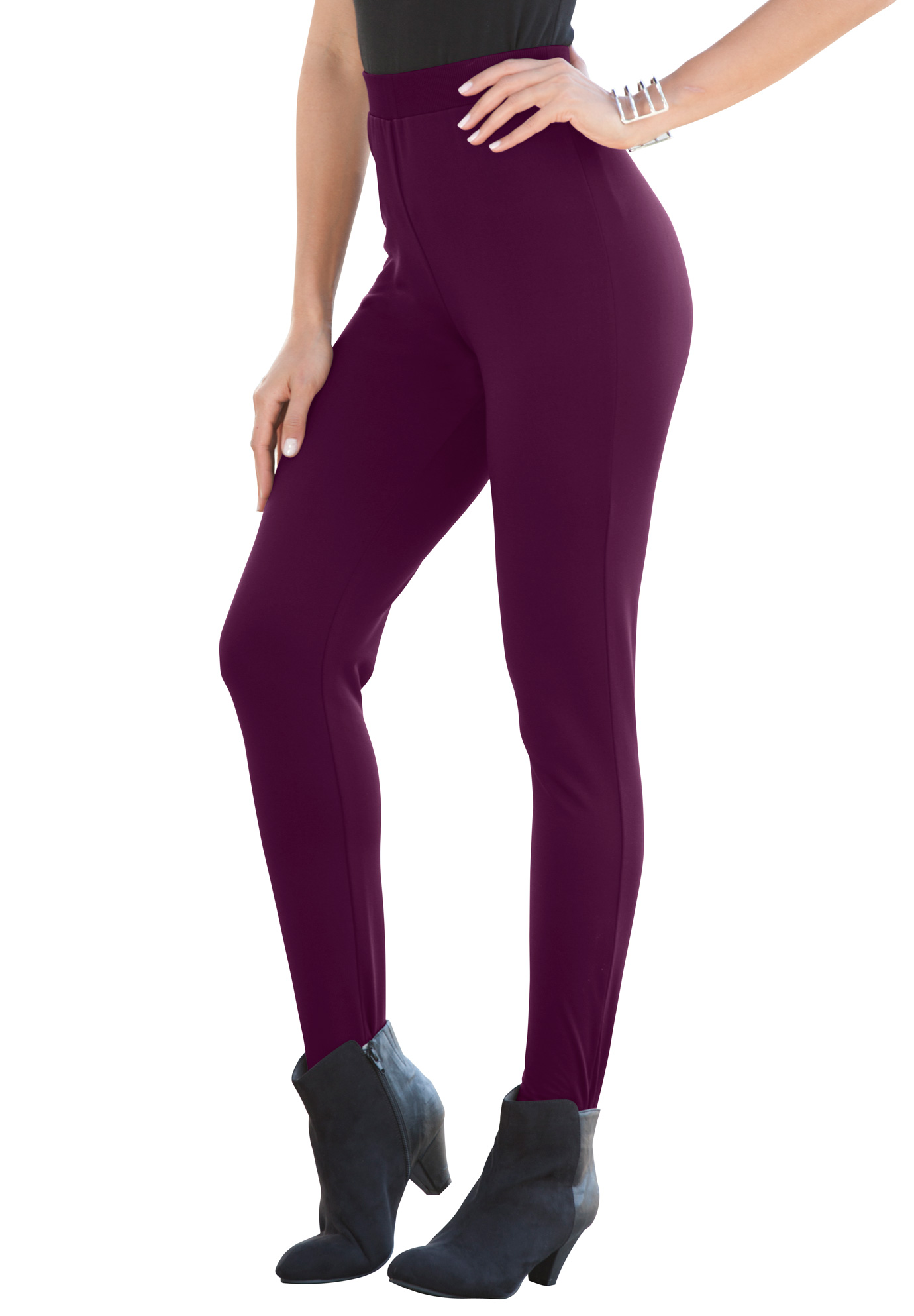 Plus Size Women's Fleece Lined Legging by Roaman's in Dark Berry (Size 2X)