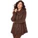 Plus Size Women's Cowl Neck Cable Pullover by Roaman's in Chocolate Brown Sugar (Size 3X)