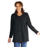 Plus Size Women's Perfect Long-Sleeve V-Neck Tunic by Woman Within in Black (Size 34/36)