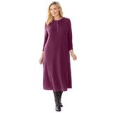 Plus Size Women's Thermal Knit Lace Bib Dress by Woman Within in Deep Claret (Size 26/28)