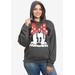 Plus Size Women's Disney Minnie Mouse Red Bow Hoodie Sweatshirt Charcoal by Disney in Charcoal (Size 4X (26-28))