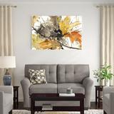 Winston Porter Autumn Leaves II by Samuel Dixon - Wrapped Canvas Painting Metal in Gray/Yellow | 32 H x 48 W x 1.25 D in | Wayfair