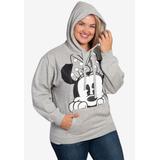 Plus Size Women's Disney Minnie Mouse Peeking Hoodie Sweatshirt Gray by Disney in Gray (Size 3X (22-24))