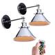 Yuanling Vintage Swing Arm Wall Light Antique Industrial Wall Lamp, Led Remote Control Battery Operated Indoor Wireless Chrome Wall Sconce Light Fixture for Aisle Loft Room Bedside Wall Decor