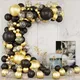 Guirlande de ballons en Latex noir et or Kit en arc avec confettis décor de fête prénatale joyeux
