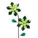 Evergreen Kinetic Stakes - Green & Dark Green Double Flower Pinwheel Garden Stake