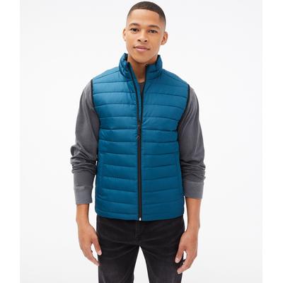 Aeropostale Mens' Quilted Puffer Vest - Blue Green - Size XS - Polyester