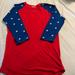 Lularoe Tops | Lularoe (Hudson ?) T With 3/4 Sleeves | Color: Blue/Red | Size: Xs