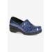 Extra Wide Width Women's Lead Flats by Easy Street in Navy Paisley Patent (Size 7 1/2 WW)