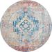 Blue/Orange 96 x 96 x 0.33 in Area Rug - Langley Street® Leanora Southwestern Blue Area Rug, Polyester | 96 H x 96 W x 0.33 D in | Wayfair