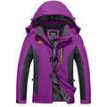 TACVASEN Winter Jacket Women Waterproof Outdoor Jacket Fleece Ski Jacket Thermal Snow Jacket Hooded Fleece Coat Casual Warm Parka Purple