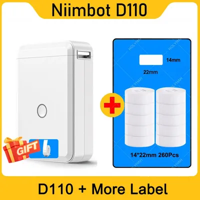 NiiMbot D110 étiqueteuse Portable sans fil ruban d'imprimante d'étiquettes inclus plusieurs modèles