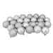 24ct Silver 4-Finish Shatterproof Christmas Ball Ornaments 2.5" (60mm)