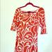 J. Crew Dresses | J.Crew Coral Red Pattern 3/4 Sleeve Dress | Color: Red/White | Size: Xs