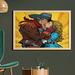 East Urban Home Ambesonne Western Wall Art w/ Frame, Steampunk Robots Western Style Cowboy Kisses The Girl Illustration Print | Wayfair