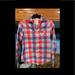 American Eagle Outfitters Tops | American Eagle Plaid Button Up Long Sleeved Top Xs | Color: Blue/Pink | Size: 0