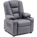 Hokku Designs Whitson Big Recliner w/ Cup Holders for 3+ Age Group, Faux Leather 7322 Foam in Gray | 33.1 H x 26.4 W x 27.6 D in | Wayfair