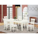 Lark Manor™ Butterfly Leaf Rubberwood Solid Wood Dining Set Wood/Upholstered in White | Wayfair 49BE73F789F64793BAF6B8103B139FAA