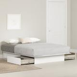 South Shore Fusion Full/Queen 2-Drawer Platform Bed Pure White Wood in Brown | 10.5 H x 60 W x 80.5 D in | Wayfair 13847