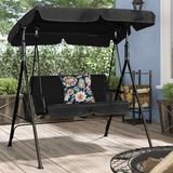 Ebern Designs Patio Loveseat Canopy Porch Swing w/ Stand Metal | 60.2 H x 55 W x 18.5 D in | Wayfair 479300C0B02F4F2A879747BD6F17AE09