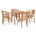 Winston Porter Aveer Rectangular 4 - Person Teak Outdoor Dining Set Wood/Teak in White | 33.46 W x 33.46 D in | Wayfair