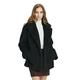 Women Faux Fur Teddy Coat Medium Length Women Black Short Winter Coat Lapel Collar Women Sherpa Fluffy Furry Jacket Women Sheraling Long Sleeve Shaggy Oversized Coat Pocket Women Winter Outerwear -XL