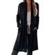 Aleumdr Womens Winter Plus Size Long Cardigan with Pockets Solid Printed Open Cable Ballon Sleeve Warm Knitted Coat Pullover Sweater Black XX-Large