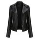 Women Zipper Leather Jacket Coat Fall Winter Elegant Slim Short Outwear Biker Basic Motorcycle Outerwear Elegant Long Sleeve Solid Color Blouse Top