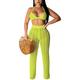 Rela Bota Women Two Piece Outfits Clubwear Hollow Out Bra Top Bikini and Long Pants Beach Cover Up - yellow - Large