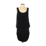 BCBGMAXAZRIA Casual Dress - DropWaist Scoop Neck Sleeveless: Black Print Dresses - Women's Size Small