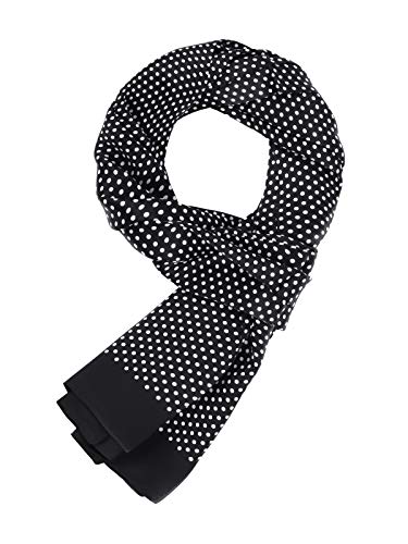 Elegant 100% Silk Men's Scarf 11 Momme Silk Scarves for Men Neckerchief Muffler Casual Business 155 x 26 cm - Polka Dot Black