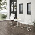 Bates 3Pc Outdoor Metal Armchair Set White Gloss/White Satin - Side Table & 2 Armchairs - Crosley KO10019WH