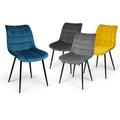 Idmarket - Lot de 4 chaises mady - Velours mix color - Bleu canard - Gris clair - Gris foncé