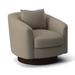 Barrel Chair - Bernhardt Camino 32" Wide Top Grain Leather Swivel Barrel Chair Wood/Leather/Genuine Leather in White/Brown | Wayfair