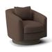 Barrel Chair - Bernhardt Camino 32" Wide Top Grain Leather Swivel Barrel Chair Wood/Leather/Genuine Leather in Black/Brown | Wayfair