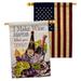 Breeze Decor Wine Superpower 2-Sided Polyester 40 H x 28 W House Flag in Black/Brown/Gray | 40 H x 28 W in | Wayfair