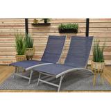 Orren Ellis Vivere Stackable Aluminum Clearwater Lounger Set w/ Premium Phifertex Fabric (265 lb Capacity) Metal in Blue | Outdoor Furniture | Wayfair