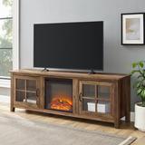 Charlton Home® Dake 70" Media Console w/ Electric Fireplace Included Wood/Glass in Brown | 24 H in | Wayfair A3171275B528409FAD9B1D66077F115D