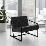 Flash Furniture Hercules Madison Series Bomber Jacket Leather Tufted Lounge Chair Metal in Black | 27.5 H x 29 W x 31.75 D in | Wayfair