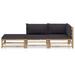 Bay Isle Home™ Patio Lounge Set w/ Cushions Bamboo Wood/Wicker/Rattan in Gray/White/Black | 23.6 H x 25.6 W x 27.6 D in | Wayfair